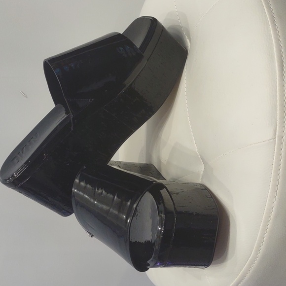 Adalira DKNY black platform patent slide wedge sandal New Donna Karan Shoes 8.5 - Picture 7 of 7